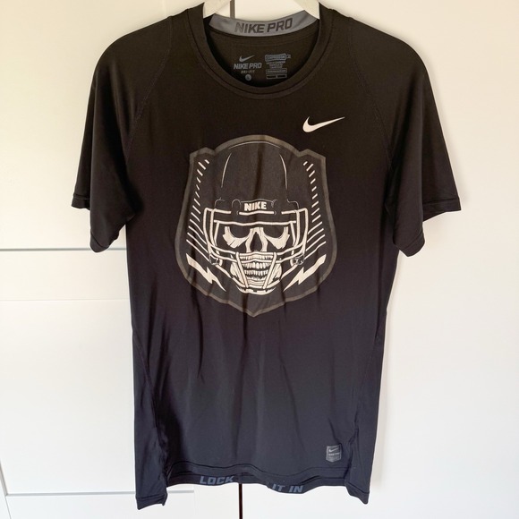 Nike Other - NIKE Pro Dri-Fit LARGE Compression‎ Football Skull Shirt Mens- RARE